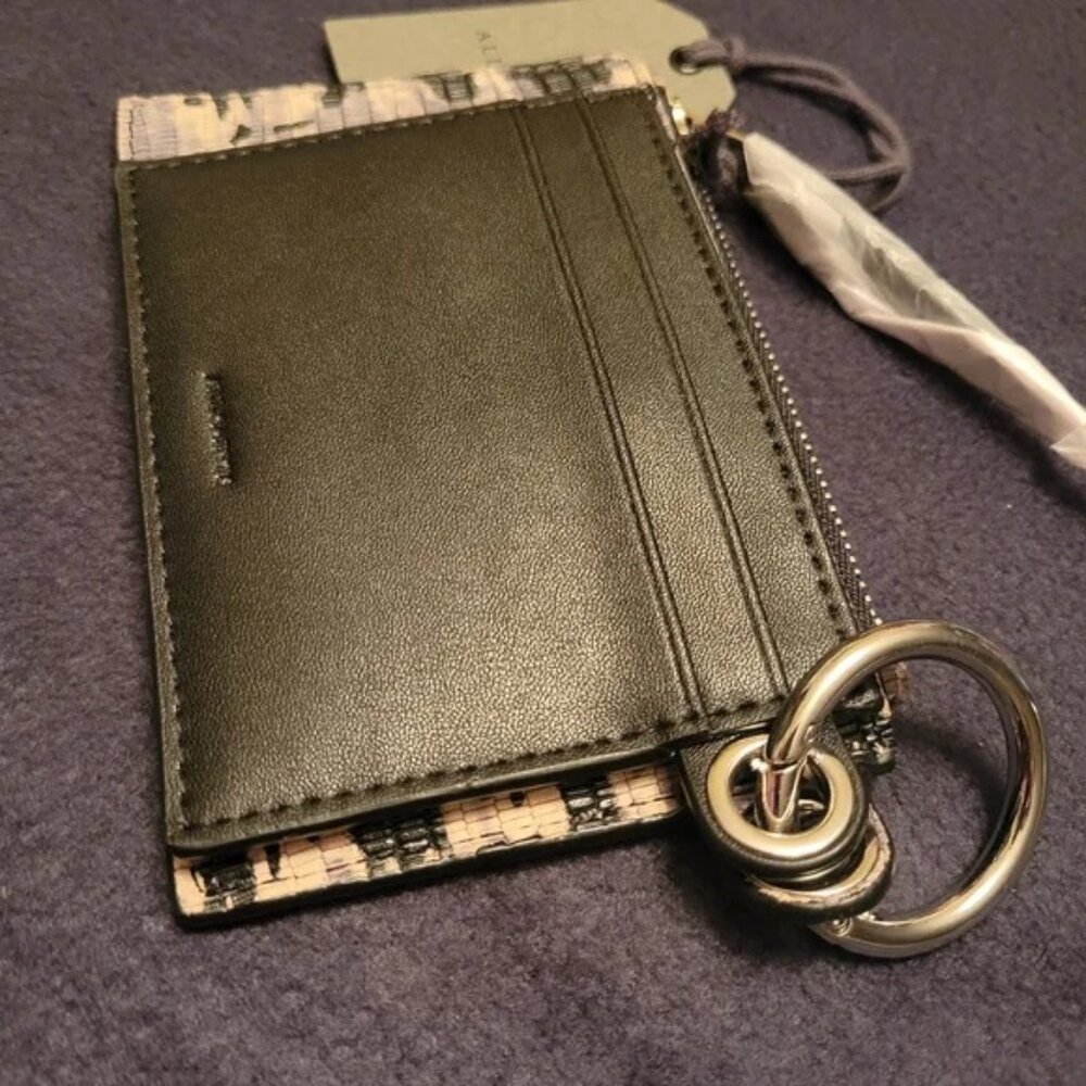NWT All Saints Hocker Leather Key Fob ID Card holder Coin Purse Dual Pouch Grey - Picture 4 of 10